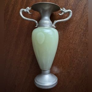 Vintage Onyx Metal Double Handle Petite Candlestick Holder